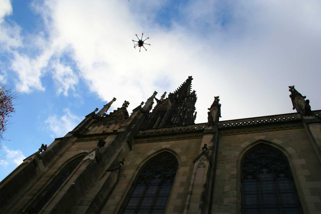 Photogrammetrie, Oktokopter, Elisabethenkirche in Basel, HMQ AG