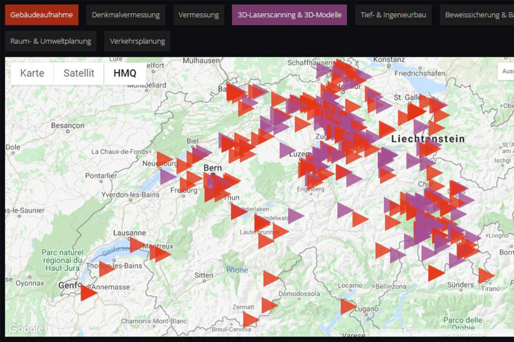 Nationale Landkarte Schweiz, Gebäudeaufnahme und 3D-Modelle, HMQ AG