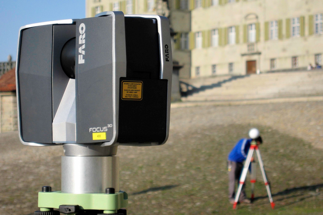 Gebäudevermessung der Arkaden auf dem Klosterplatz Einsiedeln, HMQ Gebäudeaufnahme