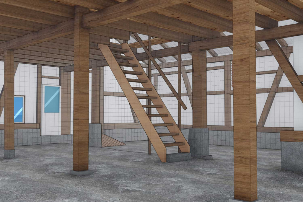 Zürich, Gebäudeaufnahme Schopf, 3D-Konstruktion, HMQ AG
