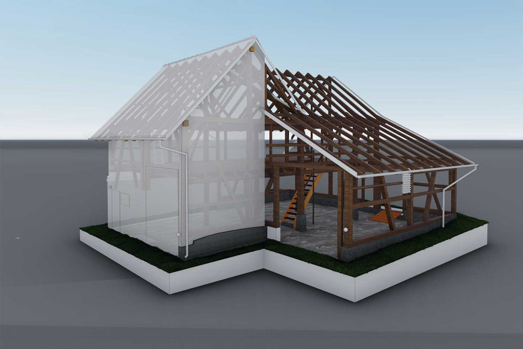 Zürich, Gebäudeaufnahme Schopf, 3D-Modell, HMQ AG