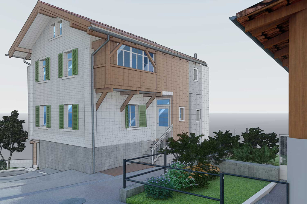 Malans GR, Gebäudeaufnahme EFH, 3D-Modell, HMQ AG